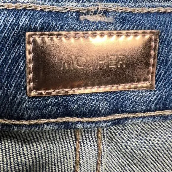 Mother The Patch Pocket Hustler Crop Jean Button Fly Half Raw Hem Size 25 - Picture 10 of 16
